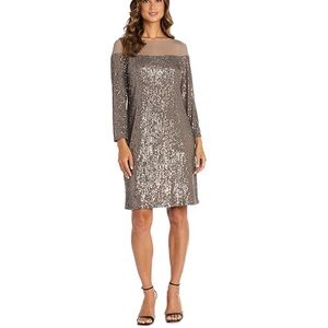 R&M Richard’s Illusion Sequined Women’s Bodice Mini Dress Size 6P NWT